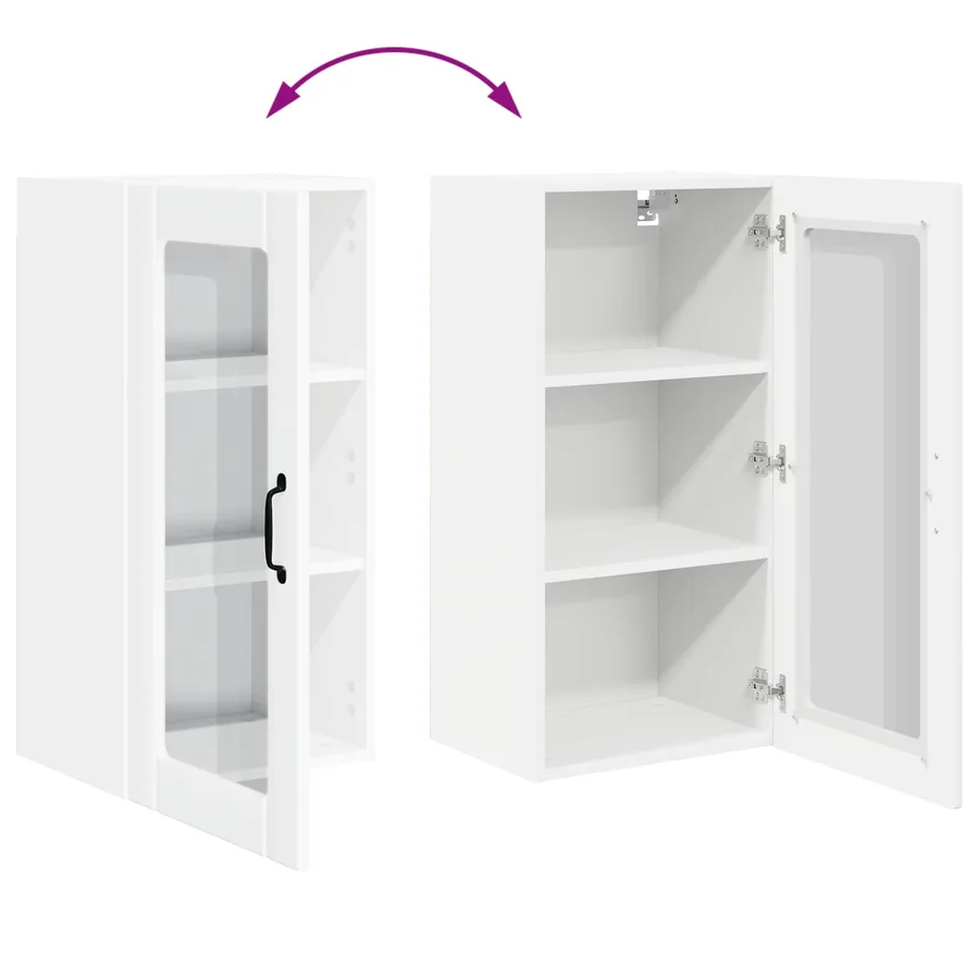 Cabinet en verre mural PORTO Blanc brillant 40 x 31 x 80 cm - 11