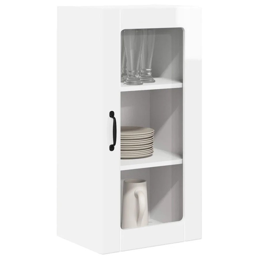 Cabinet en verre mural PORTO Blanc brillant 40 x 31 x 80 cm - 3