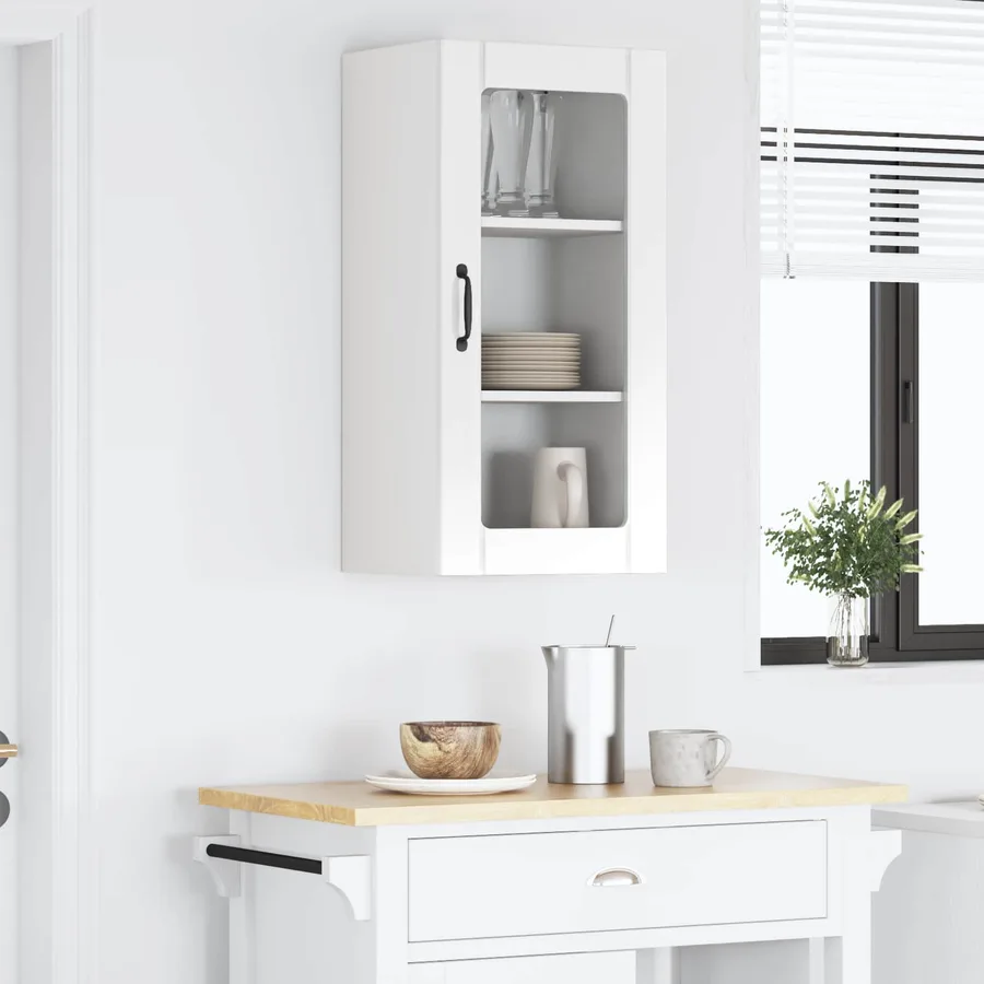 Cabinet en verre mural PORTO Blanc brillant 40 x 31 x 80 cm - 4