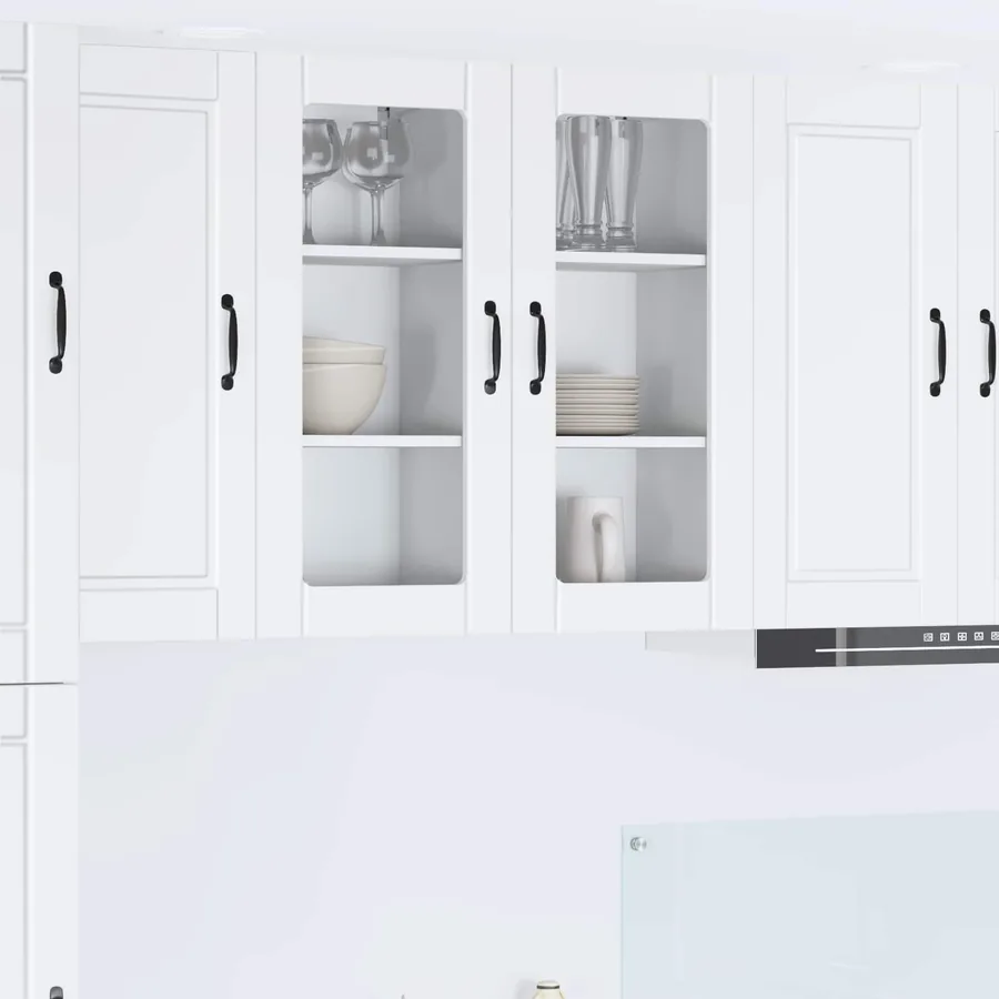 Cabinet en verre mural PORTO 2 pcs Blanc 40 x 31 x 80 cm