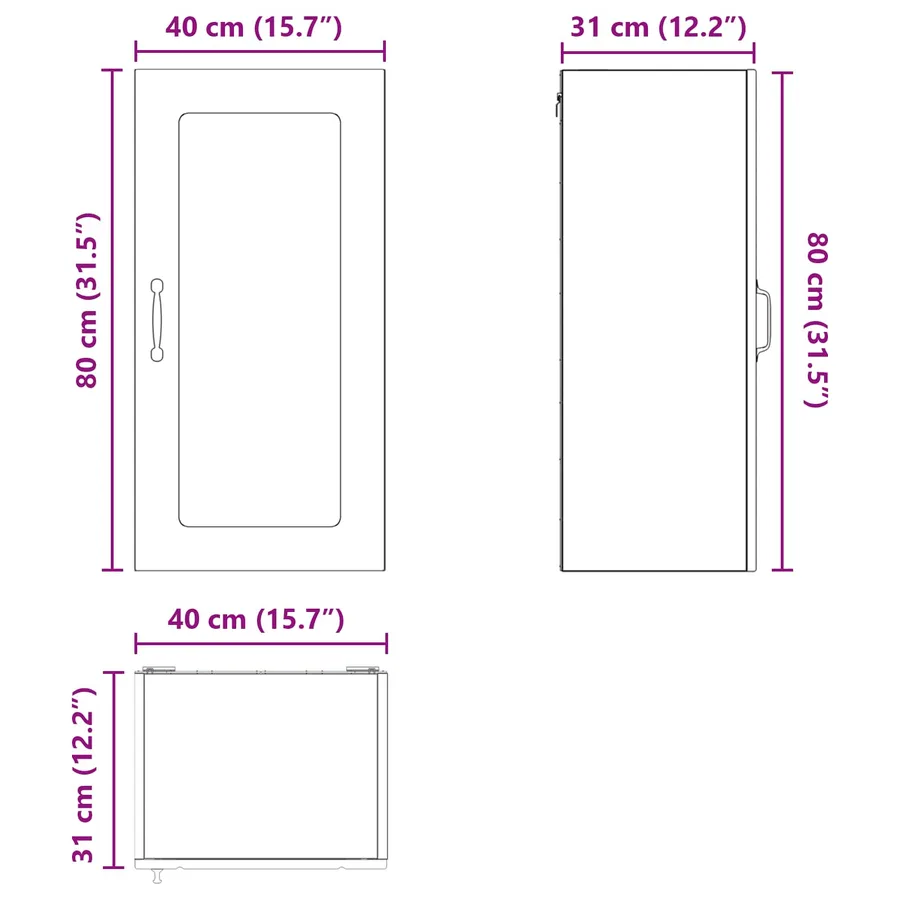 Cabinet en verre mural PORTO 2 pcs Blanc 40 x 31 x 80 cm - 14
