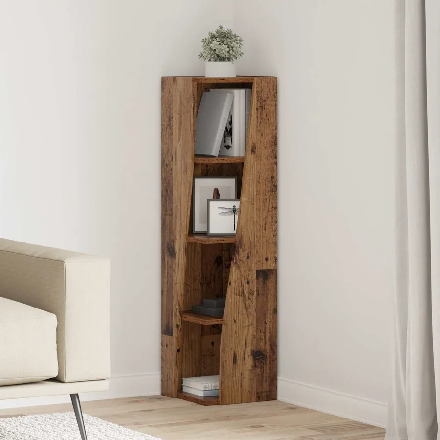 Meuble d'angle Bois ancien 27,5x27x102cm Bois d'ingénierie