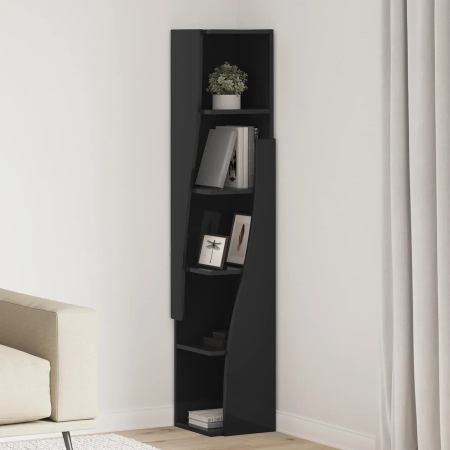 Meuble d'angle Noir 27,5x27x140cm Bois d'ingénierie