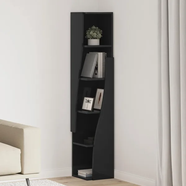 Meuble d'angle Noir 27,5x27x140cm Bois d'ingénierie