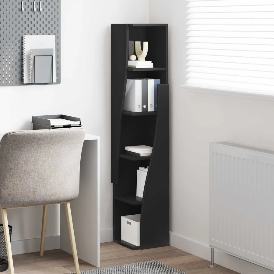 Meuble d'angle Noir 27,5x27x140cm Bois d'ingénierie - 4