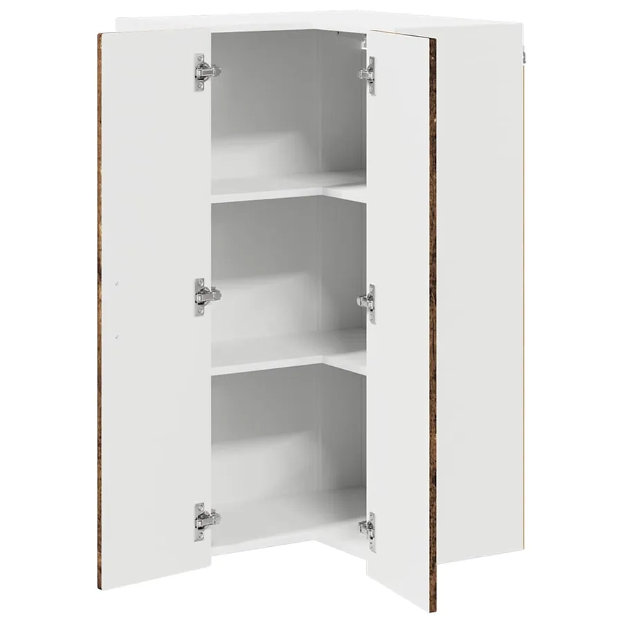 Cabinet d'angle mural PORTO Bois ancien 57 x 57 x 100 cm - 5