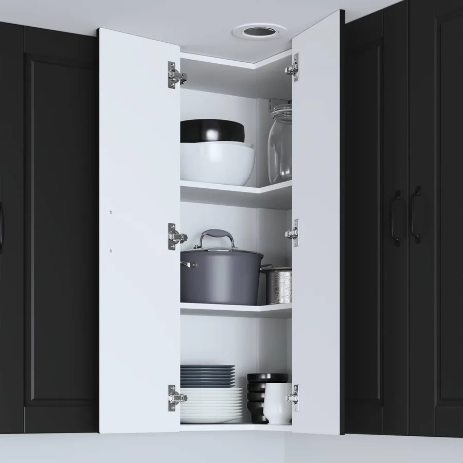Cabinet d'angle mural PORTO Noir 57 x 57 x 100 cm - 4