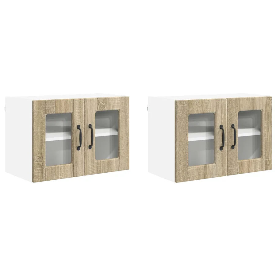 Cabinet en verre mural PORTO 2 pcs Chêne Sonoma 60 x 31 x 40 cm - 2
