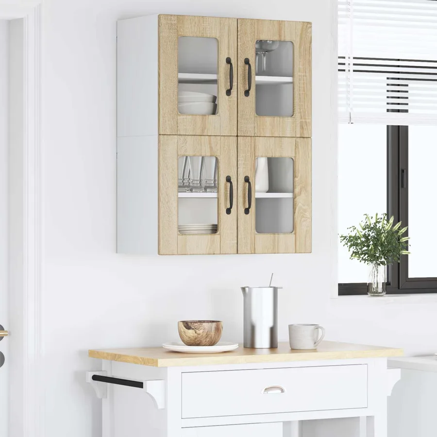 Cabinet en verre mural PORTO 2 pcs Chêne Sonoma 60 x 31 x 40 cm - 4