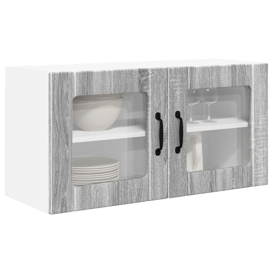 Cabinet en verre mural PORTO Gris Sonoma 80 x 31 x 40 cm - 3