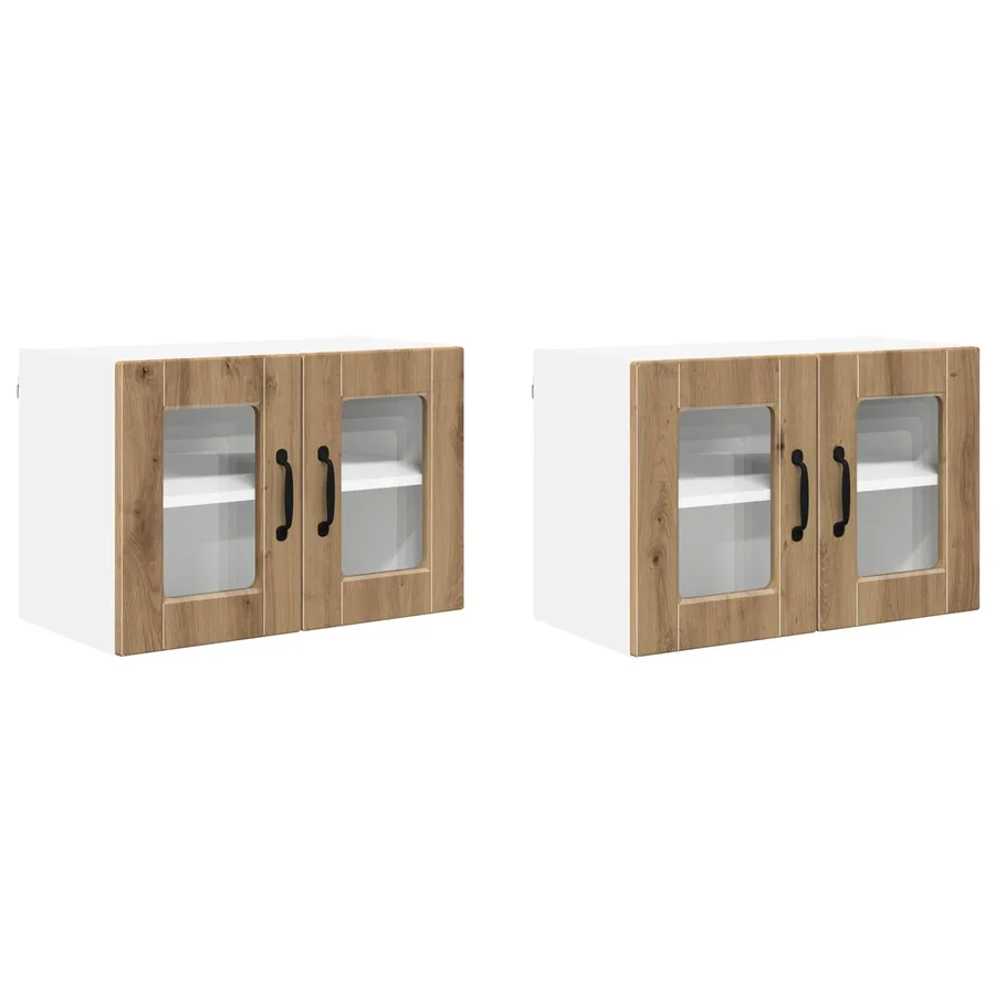 Cabinet en verre mural PORTO 2 pcs Chêne artisanal - 2