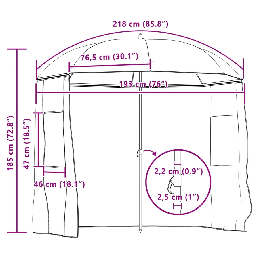 Umbrella de pêche Camouflage 220 x 185 cm Polyester Oxford - 12