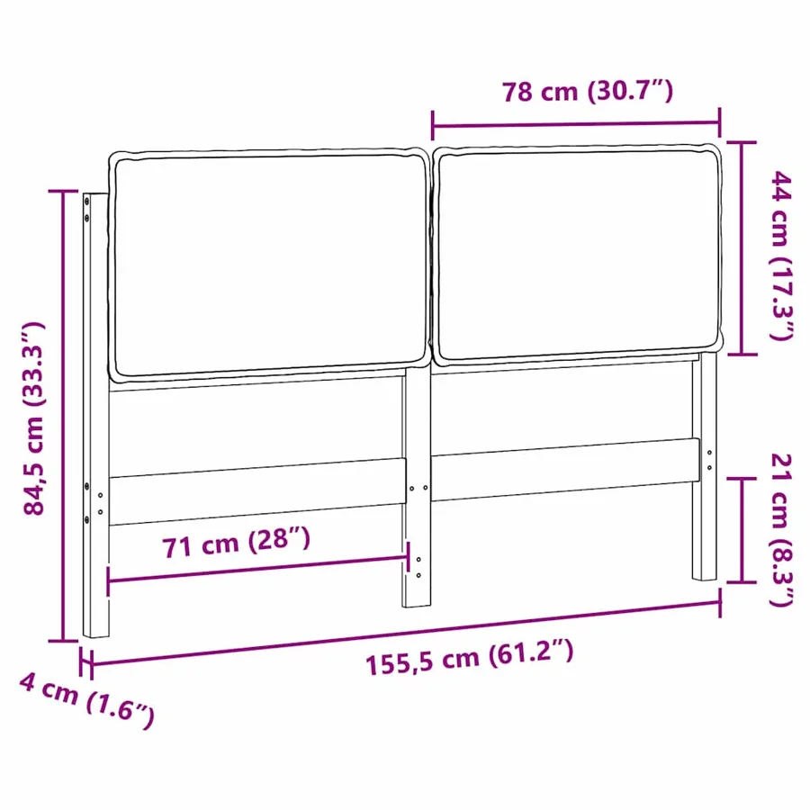 Tête de lit capitonnée Blanc et gris clair 150 cm Pin massif - 13