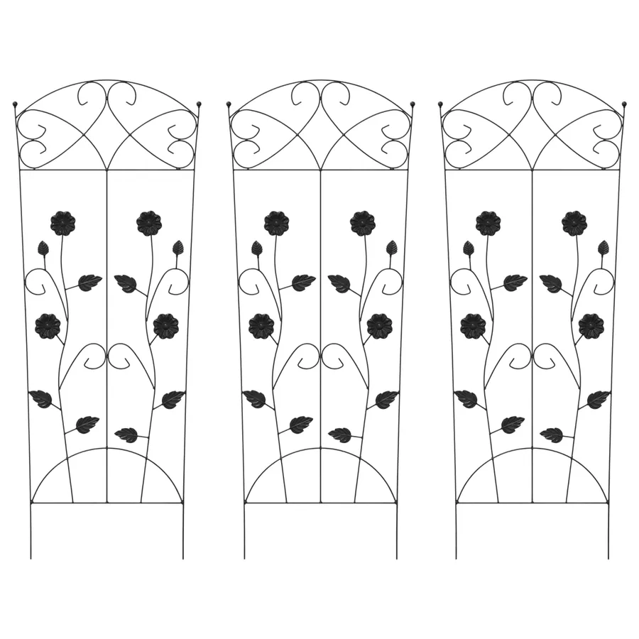 Clôture de jardin 3 pcs Noir 110,5 x 42,5 cm Acier - 2