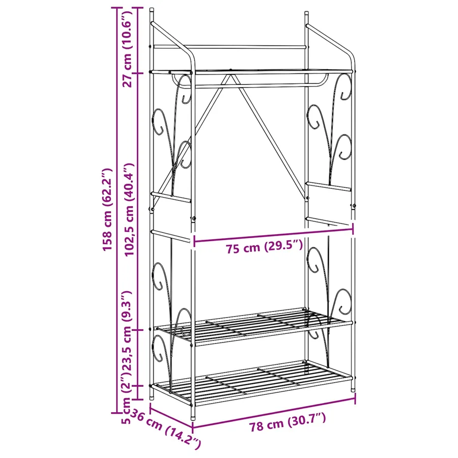 Armoire Ouverte Uni 78 x 36 x 158 cm - 9