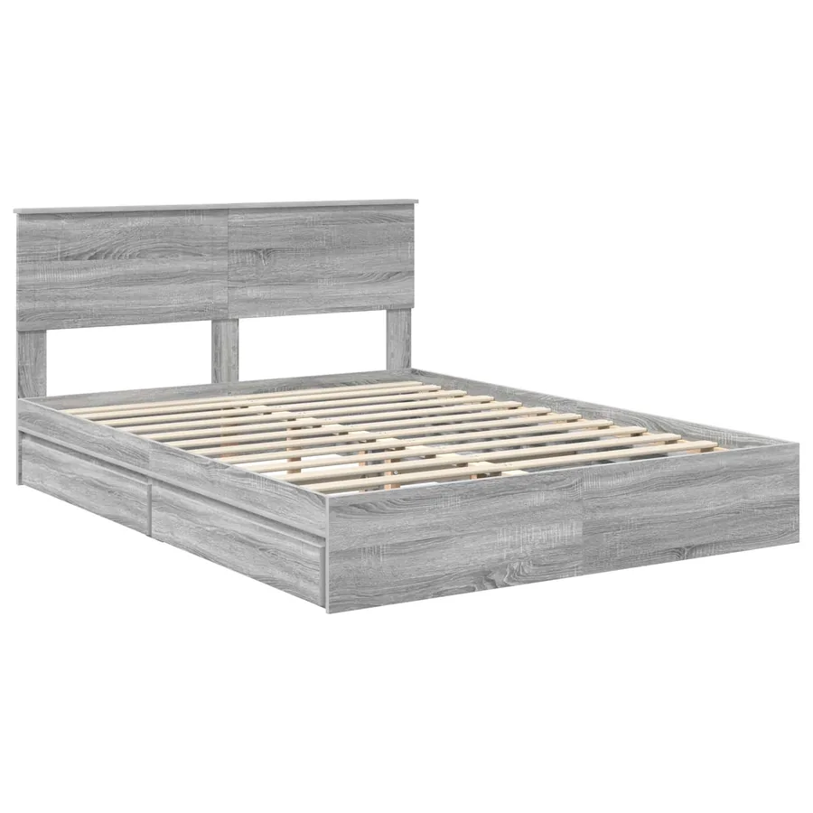 Lit de Rangement Gris Sonoma 150 x 200 cm Bois d'ingénierie - 4