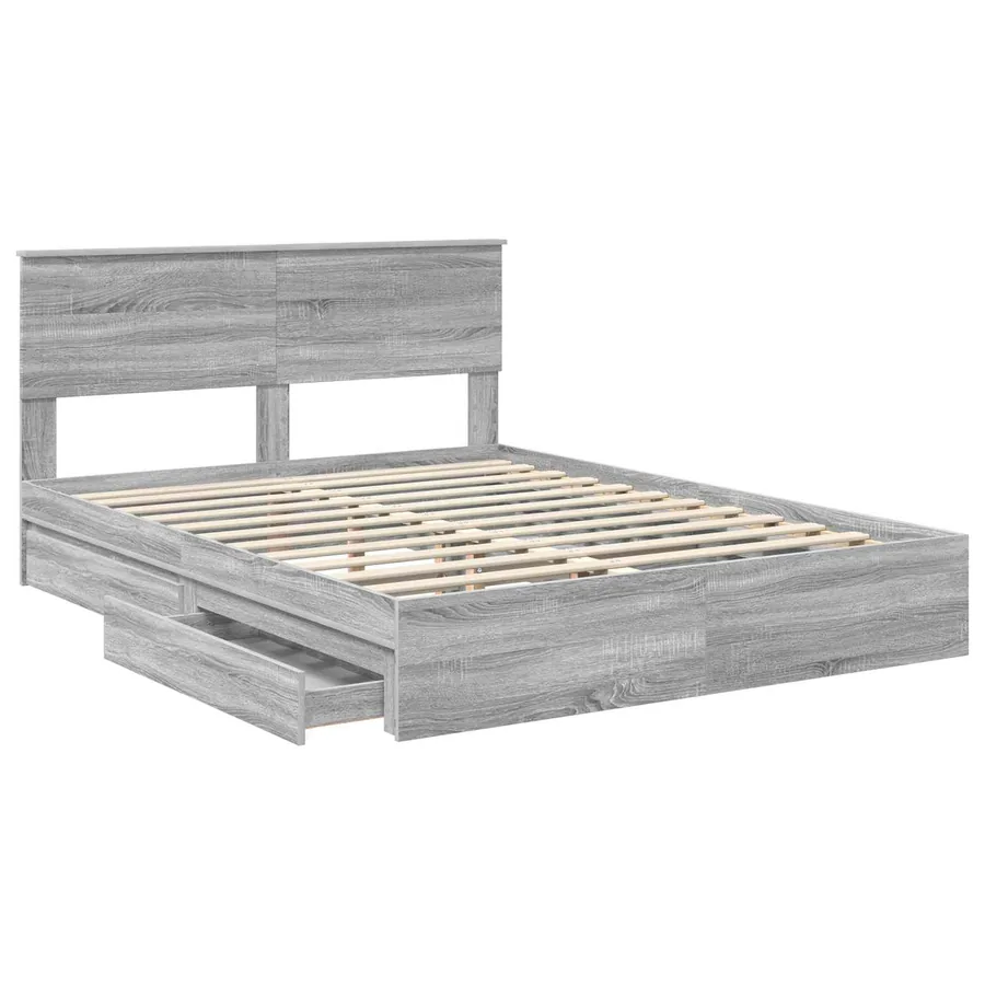 Lit de Rangement Gris Sonoma 150 x 200 cm Bois d'ingénierie - 5
