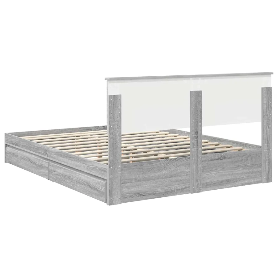 Lit de Rangement Gris Sonoma 150 x 200 cm Bois d'ingénierie - 8