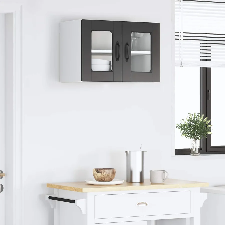 Cabinet en verre mural PORTO Noir 60 x 31 x 40 cm - 4