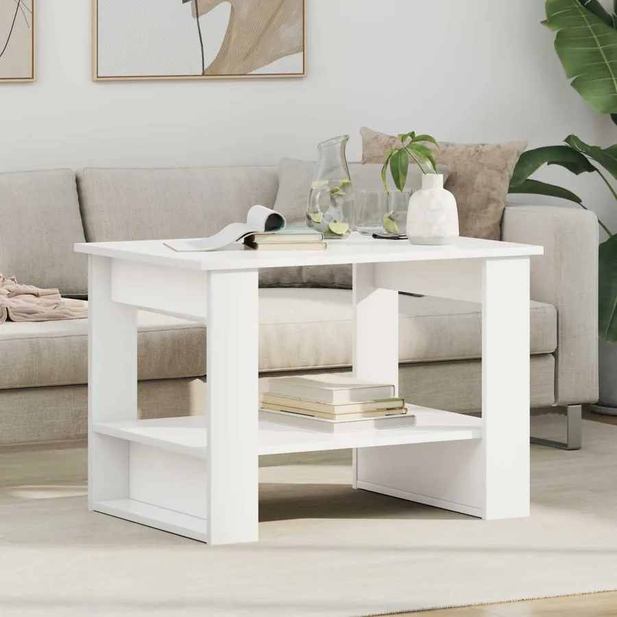 Table basse Blanc 72 x 50 x 50 cm Bois d'ingénierie