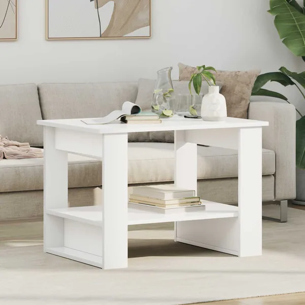 Table basse Blanc 72 x 50 x 50 cm Bois d'ingénierie