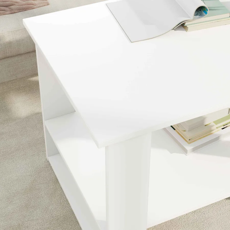 Table basse Blanc 72 x 50 x 50 cm Bois d'ingénierie - 4