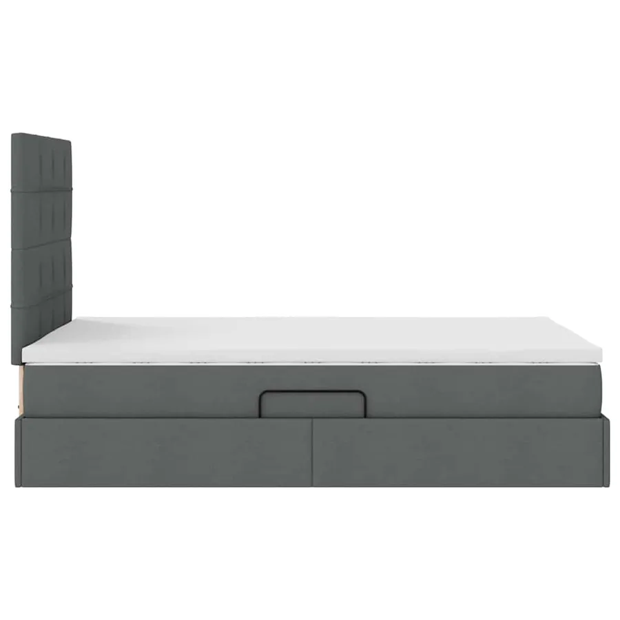Lit avec rangement et matelas Gris foncé 120 x 200 cm tissu - 10
