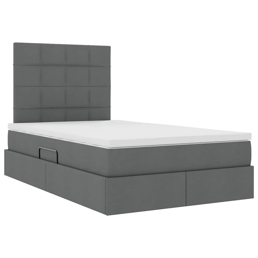 Lit avec rangement et matelas Gris foncé 120 x 200 cm tissu - 5