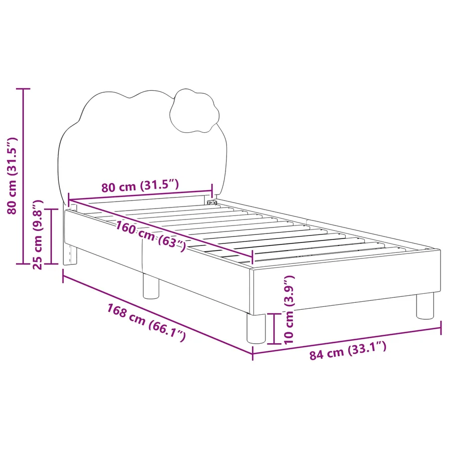 Cadre de lit pour enfants avec tête de lit Bleu 80 x 160 cm PU - 10