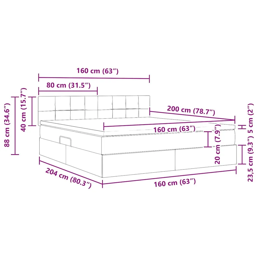 Lit avec rangement et matelas avec matelas Crème 160 x 200 cm - 14
