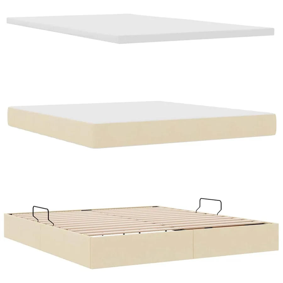 Lit avec rangement et matelas avec matelas Crème 160 x 200 cm - 7