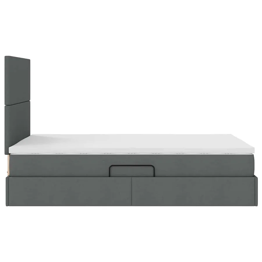 Lit avec rangement et matelas Gris foncé 120 x 200 cm tissu - 10