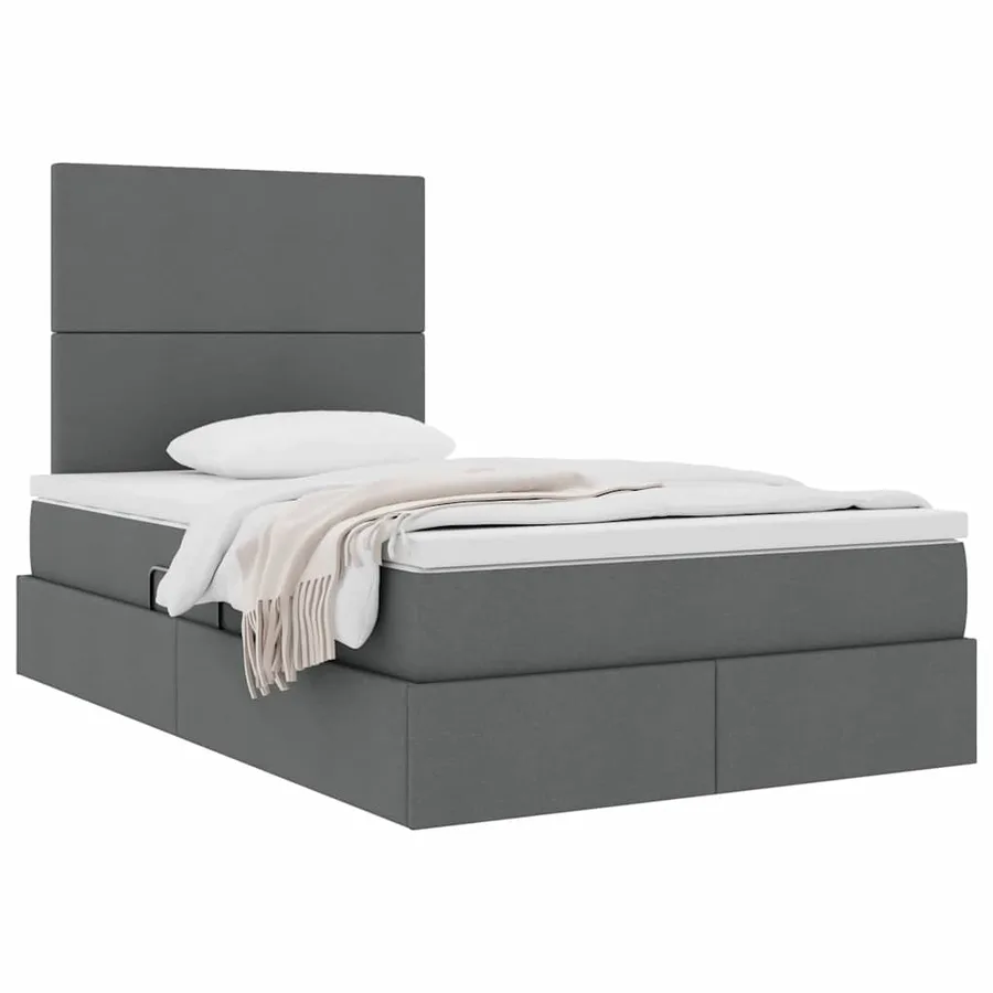 Lit avec rangement et matelas Gris foncé 120 x 200 cm tissu - 3