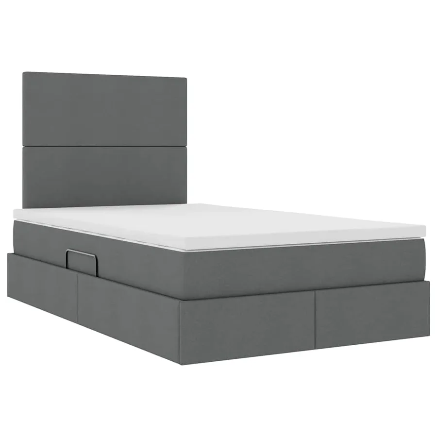 Lit avec rangement et matelas Gris foncé 120 x 200 cm tissu - 5