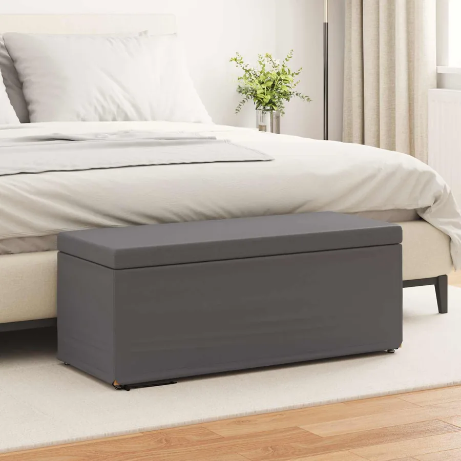 Tabouret Gris Cuir Synthétique et Bois Composite