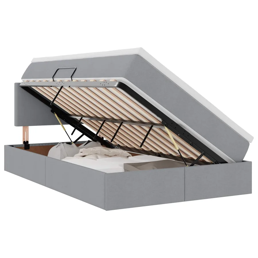 Lit avec rangement et matelas Gris clair 120 x 190 cm - 2