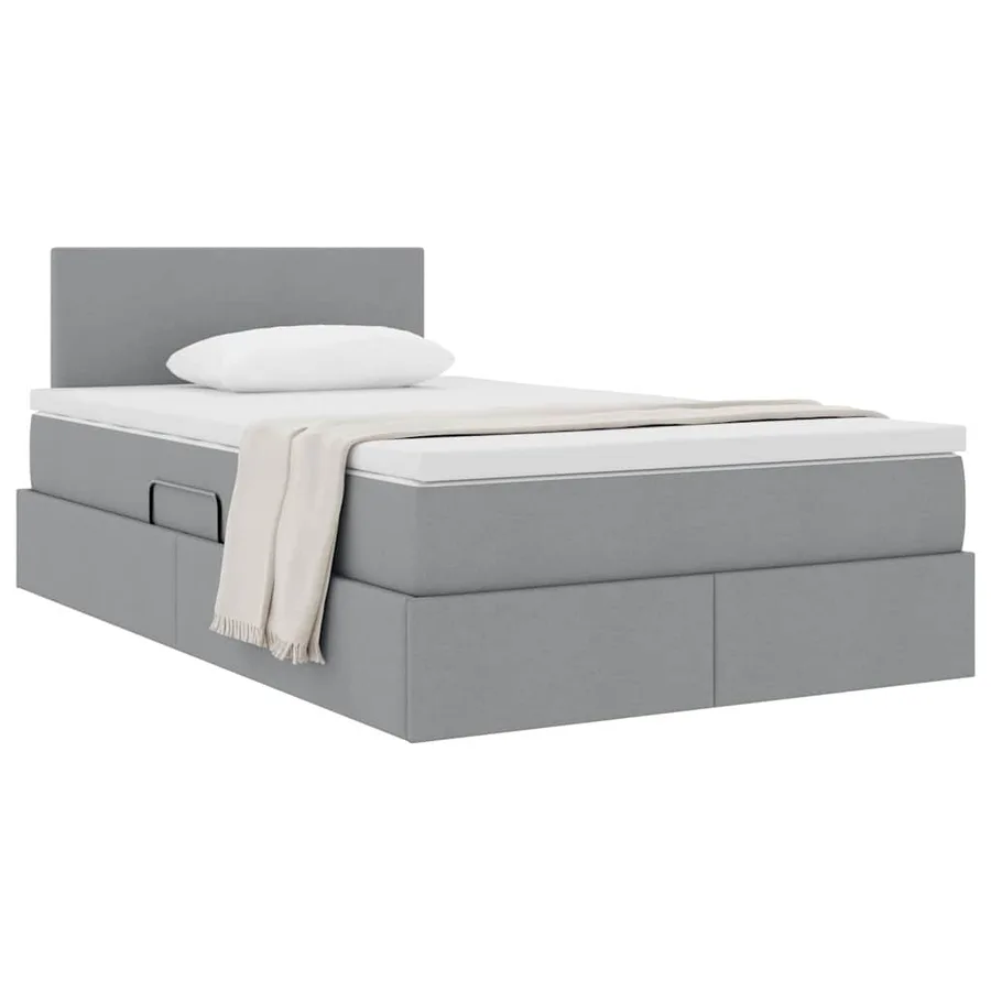 Lit avec rangement et matelas Gris clair 120 x 190 cm - 3