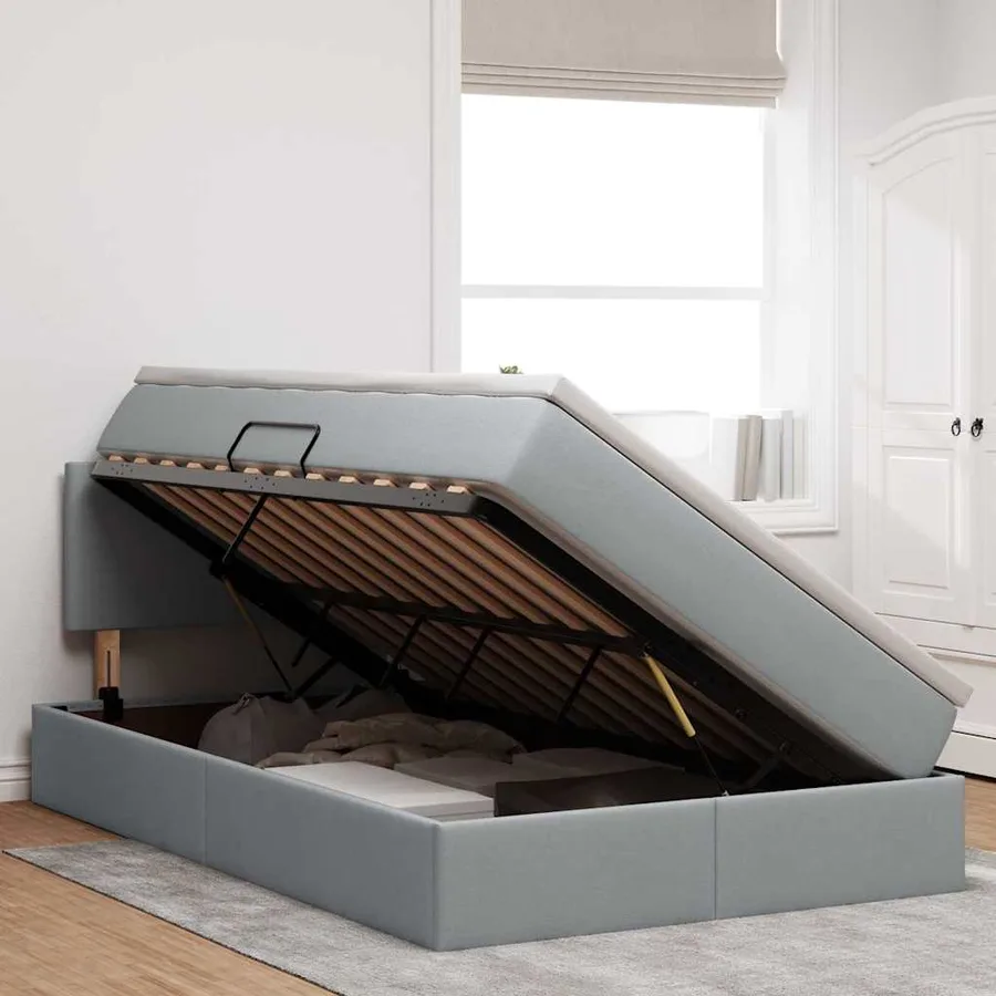 Lit avec rangement et matelas Gris clair 120 x 190 cm - 4