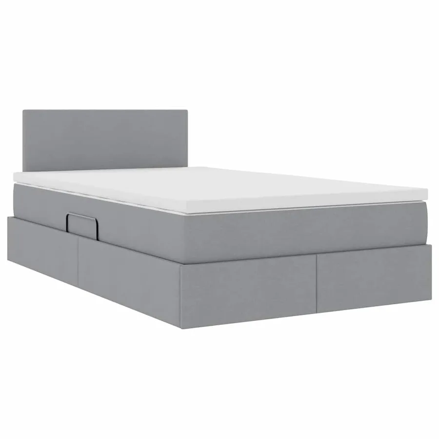 Lit avec rangement et matelas Gris clair 120 x 190 cm - 5