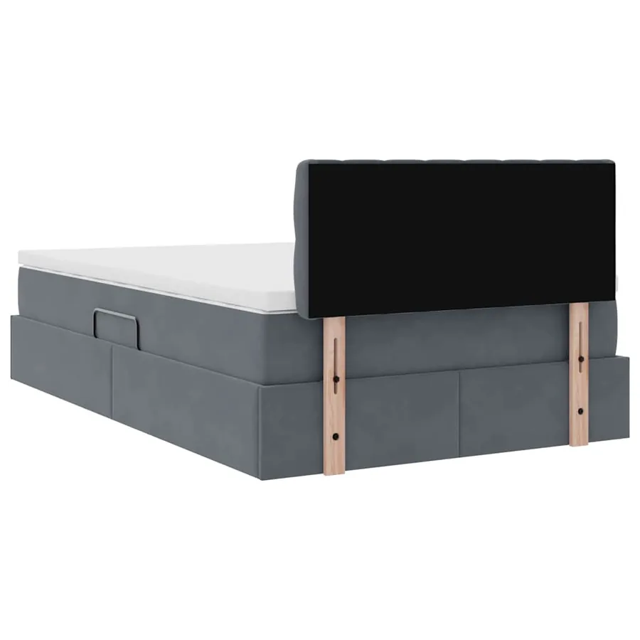 Lit de Rangement avec matelas Gris foncé 120 x 190 cm Velours - 11