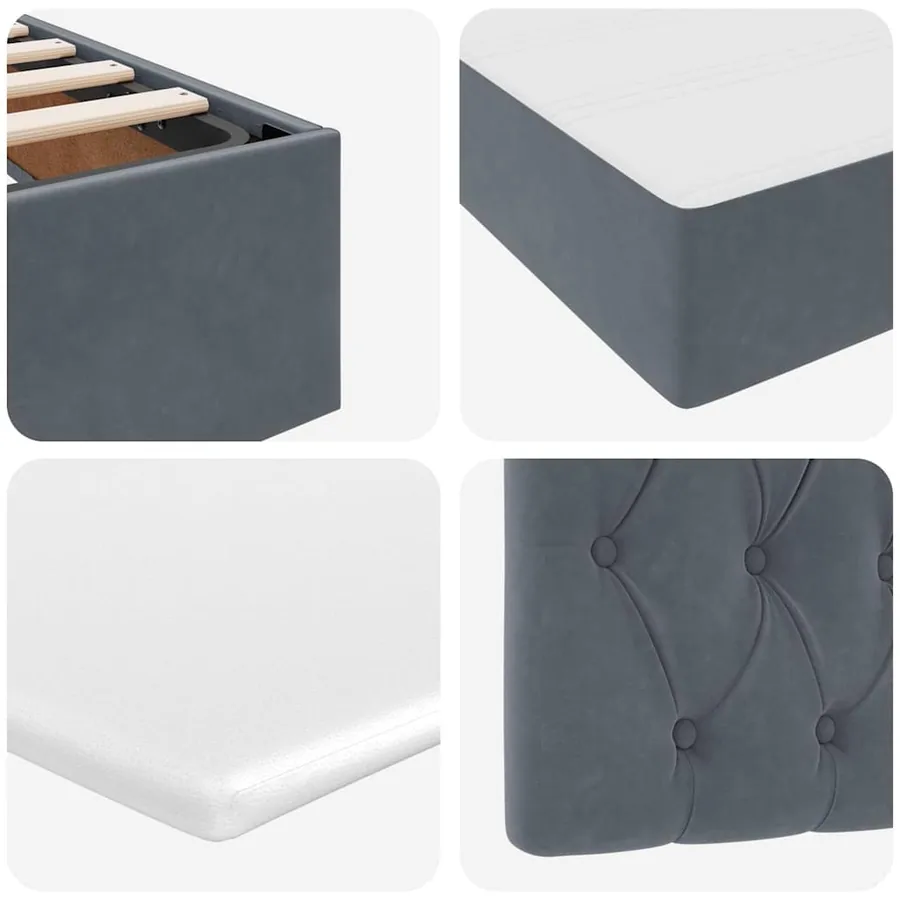 Lit de Rangement avec matelas Gris foncé 120 x 190 cm Velours - 12