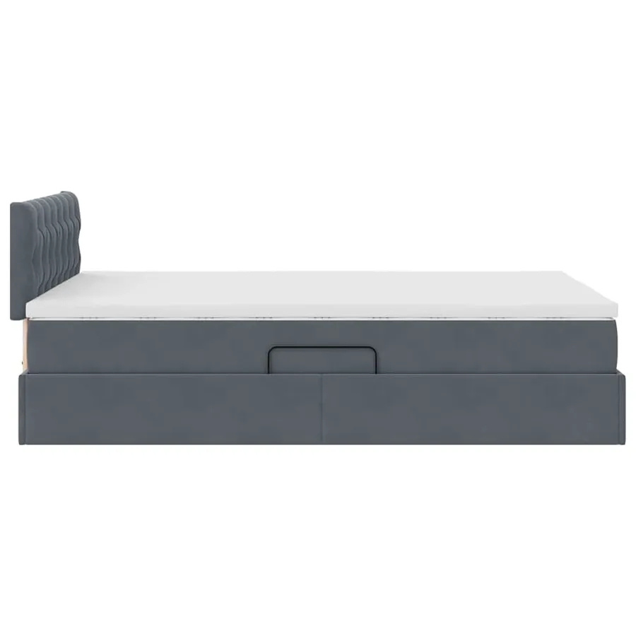 Lit de Rangement avec matelas Gris foncé 120 x 190 cm Velours - 8
