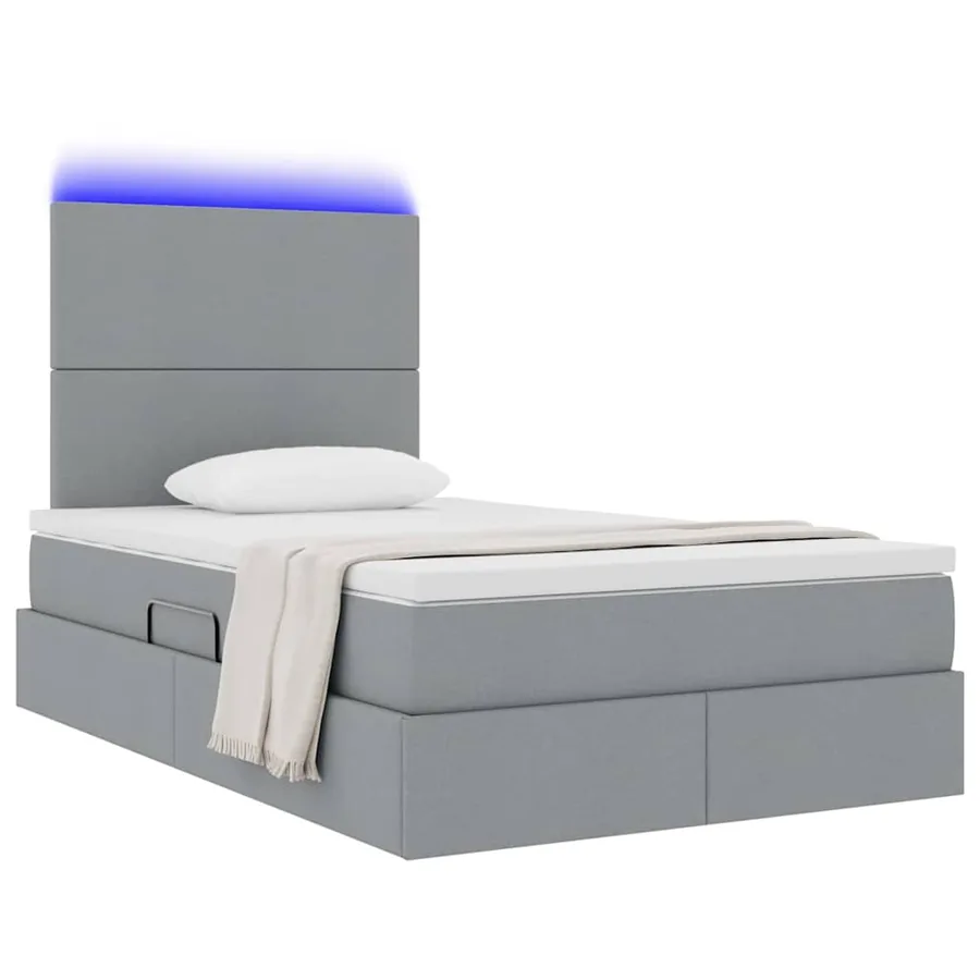 Lit de rangement LED avec matelas Gris clair 120 x 190 cm Tissu - 3