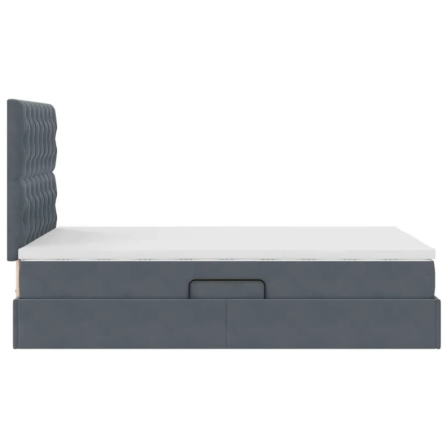 Lit avec rangement et matelas Gris foncé 120 x 190 cm Velours - 8