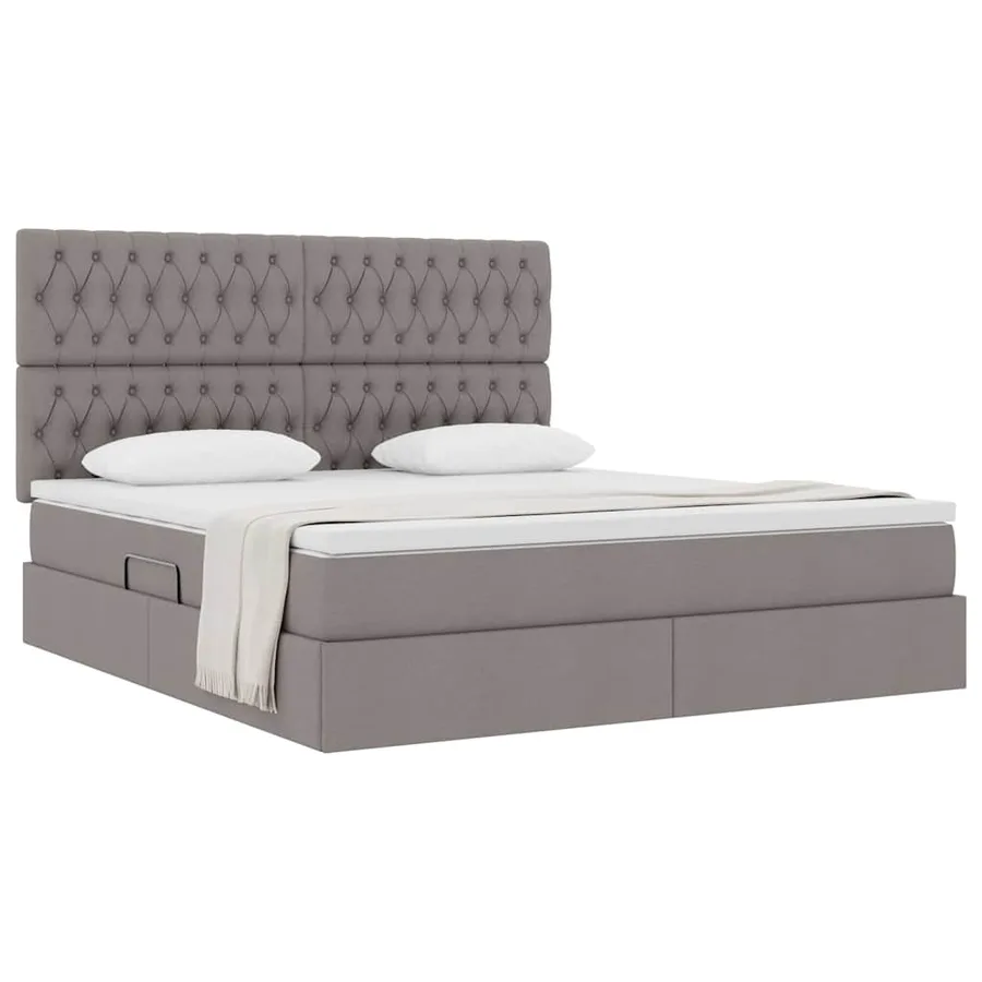 Lit avec rangement et matelas Taupe 160 x 200 cm tissu - 3