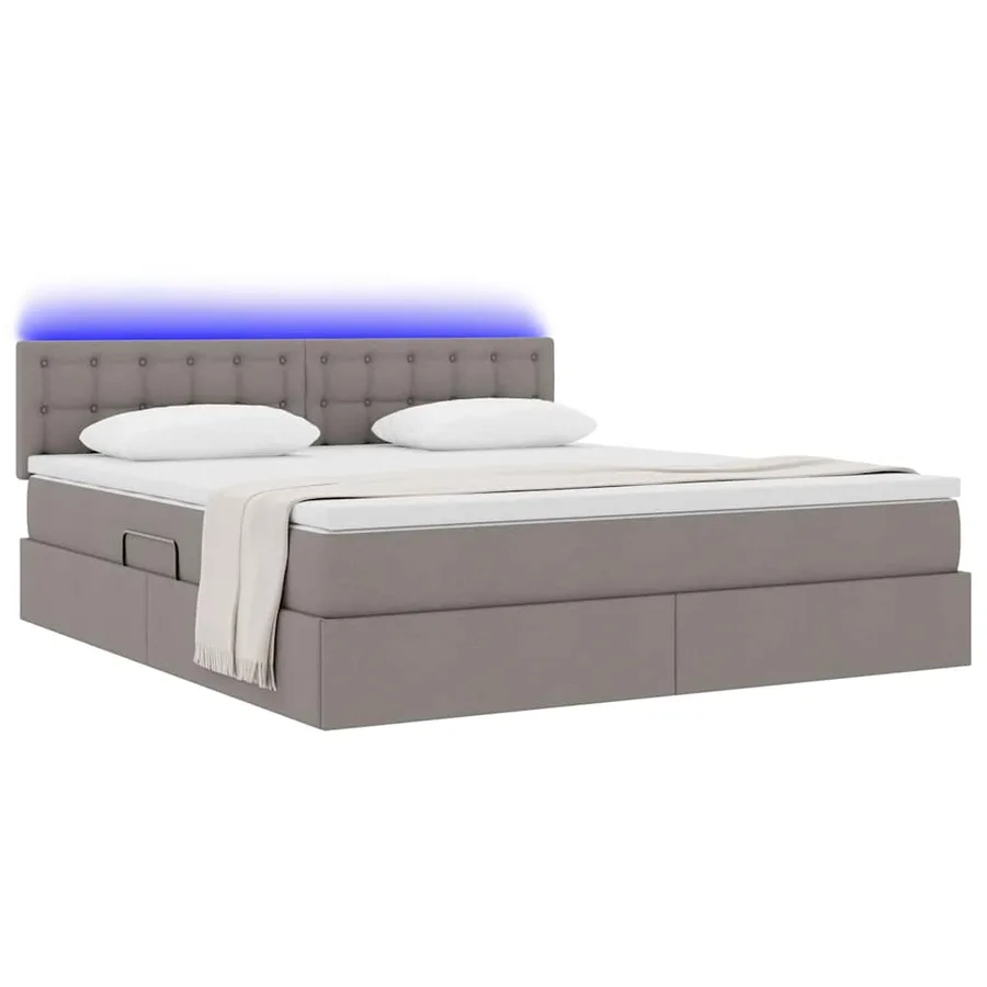 Lit de rangement LED avec matelas Taupe 160 x 200 cm Tissu - 3