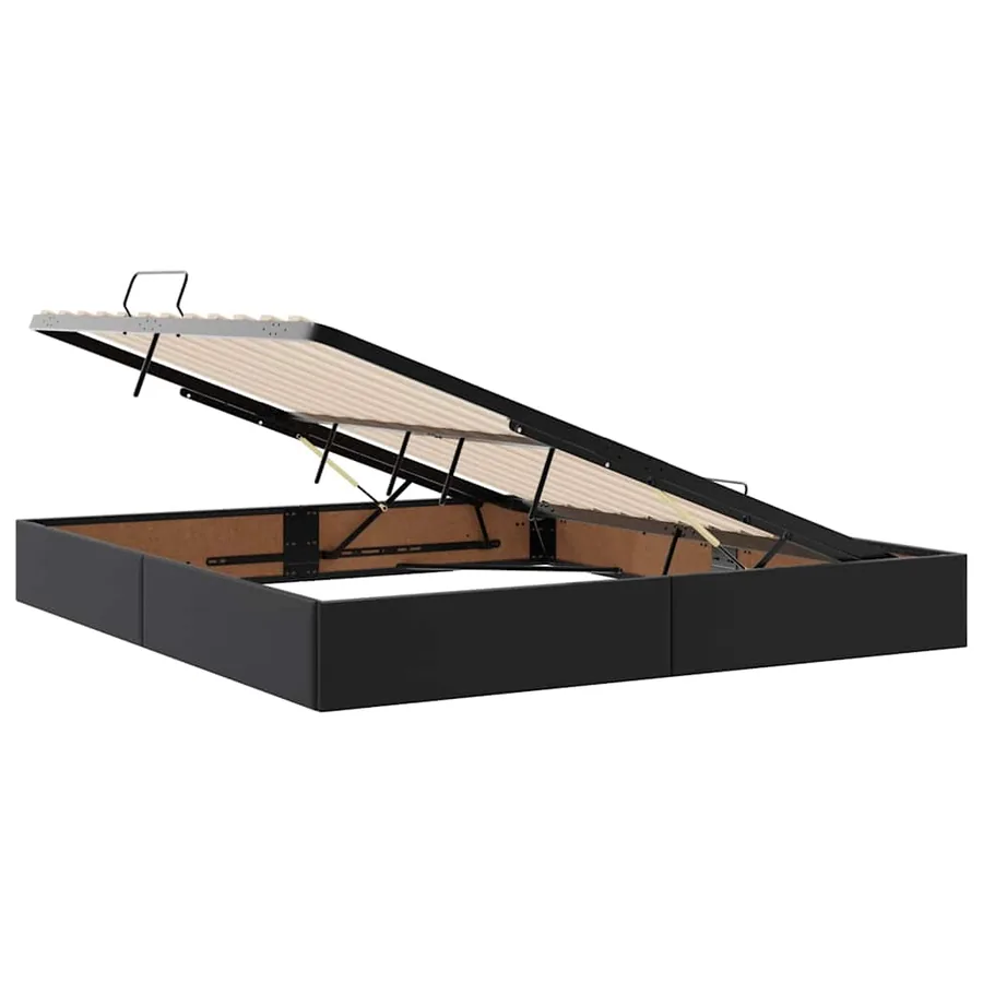 Lit avec rangement et matelas avec matelas 2 pcs Noir Cuir - 6