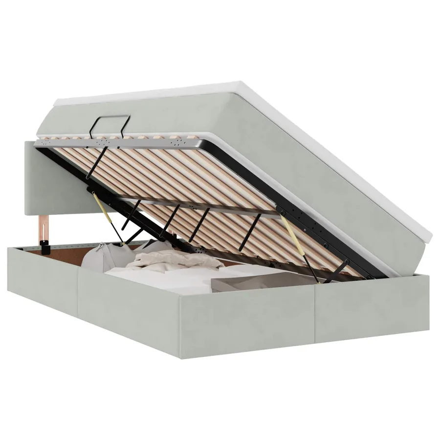 Lit de rangement LED avec matelas Gris clair 120 x 190 cm - 2