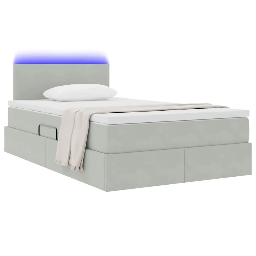 Lit de rangement LED avec matelas Gris clair 120 x 190 cm - 3