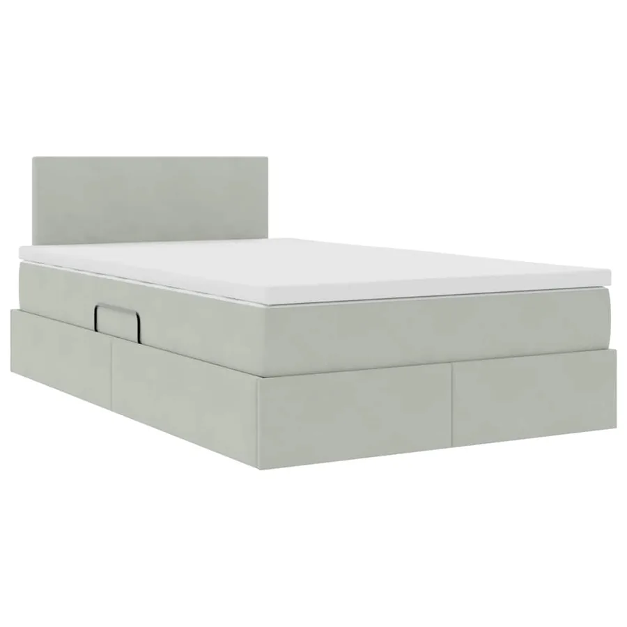 Lit de rangement LED avec matelas Gris clair 120 x 190 cm - 6
